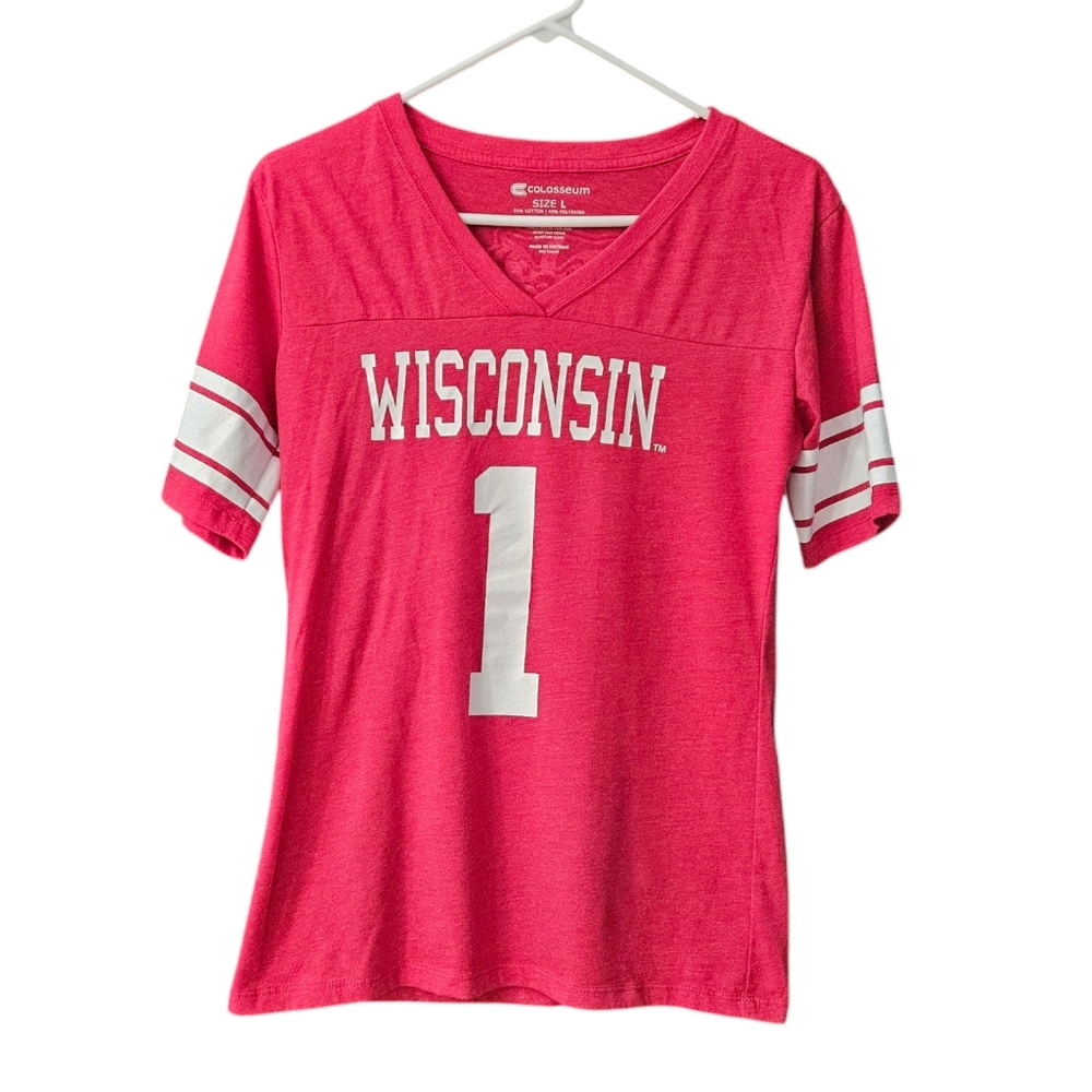Colosseum Wisconsin Badgers Girls Large Tee Two-Sided Graphics UW-Madison